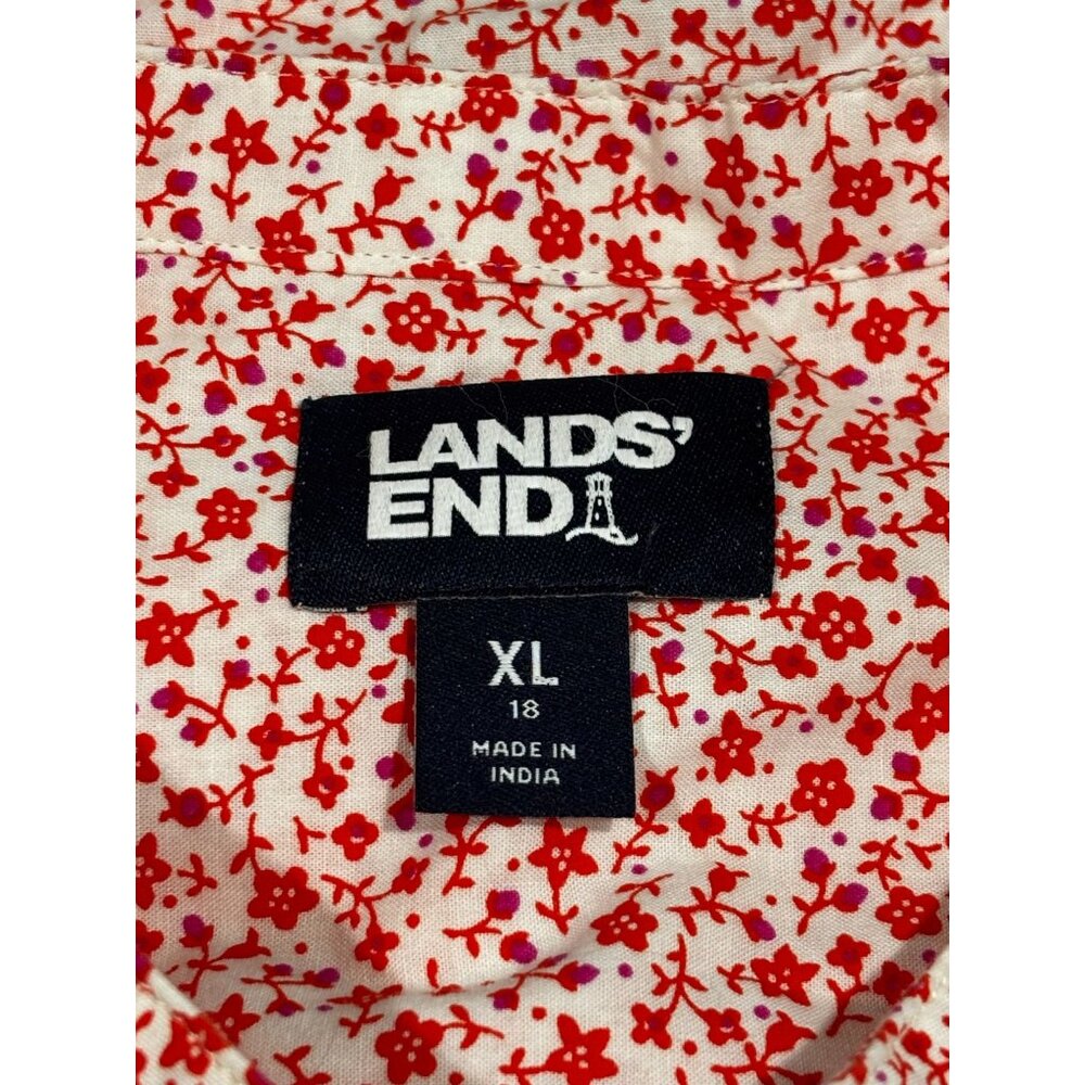 Lands End Womens MulticolorFloral Print Cotton Long Sleeve Blouse Shirt XL - Picture 4 of 13